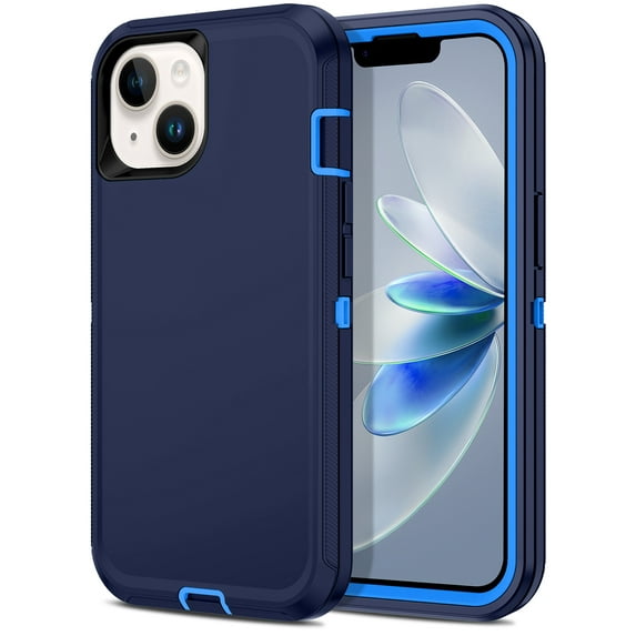 I-HONVA Compatible with iPhone 14 Case,3-Layer Military Grade Drop Protection Anti-Slip Bumper Rugged Shockproof Dustproof Protection 6.1 inch Phone Case,Navy Blue