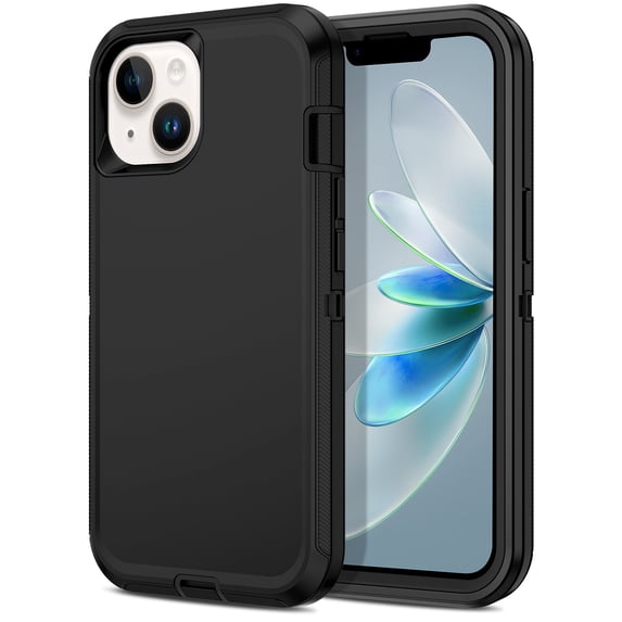 I-HONVA Compatible with iPhone 14 Case,3-Layer Military Grade Drop Protection Anti-Slip Bumper Rugged Shockproof Dustproof Protection 6.1 inch Phone Case,Black