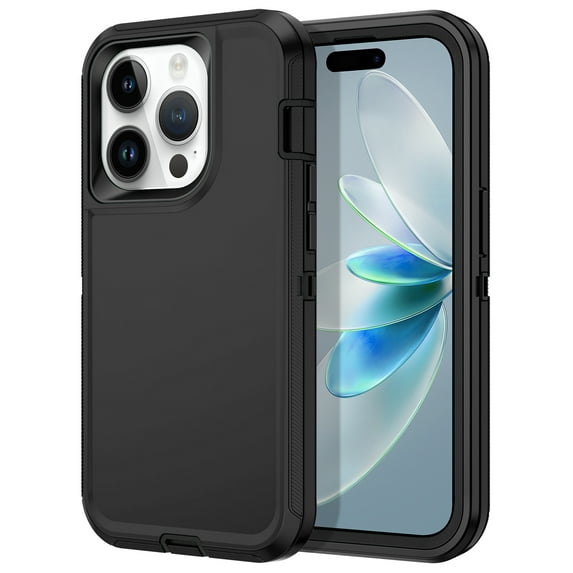 I-HONVA Compatible with iPhone 14 Pro Case,3-Layer Military Grade Drop Protection Anti-Slip Bumper Rugged Shockproof Dustproof Protection 6.1 inch Phone Case,Black