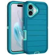 I-HONVA Compatible with iPhone 16 Case,3-Layer Military Grade Drop Protection Anti-Slip Bumper Rugged Shockproof Dustproof Protection 6.1 inch Phone Case,Stripe Navy Blue