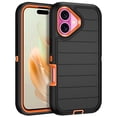 thumbnail image 1 of I-HONVA Compatible with iPhone 16 Case,3-Layer Military Grade Drop Protection Anti-Slip Bumper Rugged Shockproof Dustproof Protection 6.1 inch Phone Case,Stripe Black Orange, 1 of 8