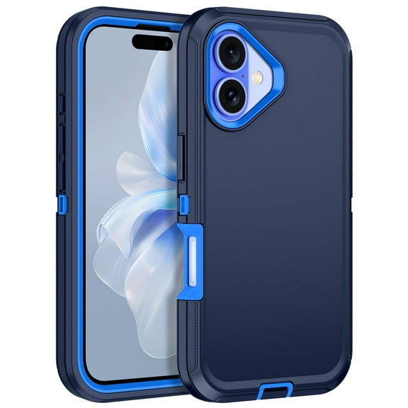 I-HONVA Compatible with iPhone 16 Case,3-Layer Military Grade Drop Protection Anti-Slip Bumper Rugged Shockproof Dustproof Protection 6.1 inch Phone Case,Navy Blue