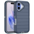 thumbnail image 1 of I-HONVA Compatible with iPhone 16 Case,3-Layer Military Grade Drop Protection Anti-Slip Bumper Rugged Shockproof Dustproof Protection 6.1 inch Phone Case,Stripe Navy Gray, 1 of 8
