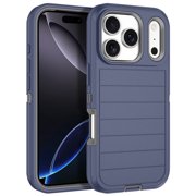 I-HONVA Compatible with iPhone 17 Pro Case,3-Layer Heavy Duty Drop Protection Anti-Slip Bumper Rugged Shockproof Dustproof Protection 6.3 inch Phone Case,Stripe Blue Gray