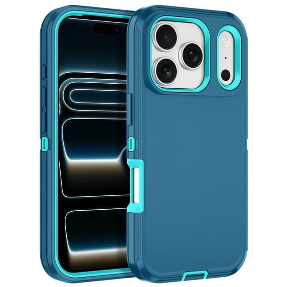 I-HONVA Compatible with iPhone 17 Pro Max Case,3-Layer Heavy Duty Drop Protection Anti-Slip Bumper Rugged Shockproof Dustproof Protection 6.9 inch Phone Case,Teal