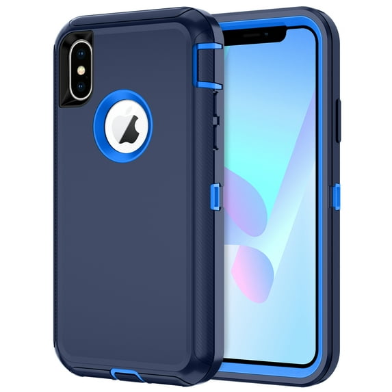 I-HONVA Compatible with iPhone Xs Max Case,3-Layer Military Grade Drop Protection Anti-Slip Bumper Rugged Shockproof Dustproof Protection Phone Case,Navy Blue
