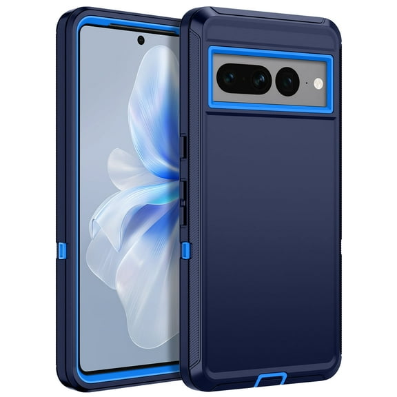 Compatible with Google Pixel 7 Pro Case,3-Layer Military Grade Drop Protection Anti-Slip Bumper Rugged Shockproof Dustproof Protection Phone Case,Navy Blue