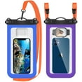 thumbnail image 1 of Universal Waterproof Phone Pouch with Lanyard,IPX8 Cellphone Dry Bag Waterproof Case Compatible with iPhone 14 13 12 11 Pro Max SE XS XR S10 S9 Note 20/10 Up to 8" -2 Pack,Purple+Blue, 1 of 5