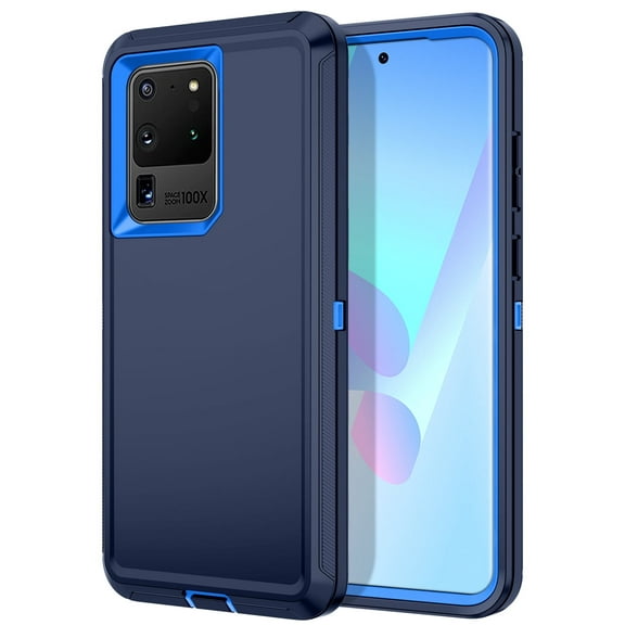 Compatible with Samsung Galaxy S20 Ultra Case,3-Layer Military Grade Drop Protection Anti-Slip Bumper Rugged Shockproof Dustproof Protection 6.9 inch Phone Case,Navy Blue