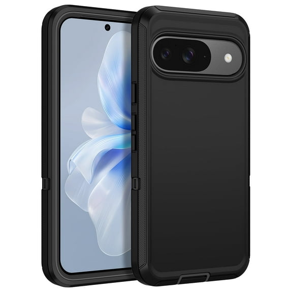 Compatible with Google Pixel 9/Google Pixel 9 Pro Case,3-Layer Military Grade Drop Protection Anti-Slip Bumper Rugged Shockproof Dustproof Protection Phone Case,Black