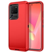 Compatible with Samsung Galaxy S20 Ultra Case,3-Layer Military Grade Drop Protection Anti-Slip Bumper Rugged Shockproof Dustproof Protection 6.9 inch Phone Case,Red Black