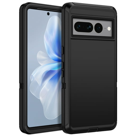 I-HONVA Compatible with Google Pixel 7 Pro Case,3-Layer Military Grade Drop Protection Anti-Slip Bumper Rugged Shockproof Dustproof Protection Phone Case,Black