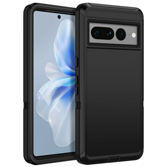 I-HONVA Compatible with Google Pixel 7 Pro Case,3-Layer Military Grade Drop Protection Anti-Slip Bumper Rugged Shockproof Dustproof Protection Phone Case,Black