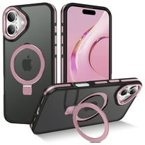 I-HONVA Magnetic Ring Stand Compatible with iPhone 16 Plus Case,Military Drop Protection,Compatible with MagSafe Phone Case,Pink