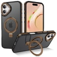 thumbnail image 1 of I-HONVA Magnetic Ring Stand Compatible with iPhone 16 Case,Military Drop Protection,Compatible with MagSafe,Matte Translucent Phone Case,Gold, 1 of 8