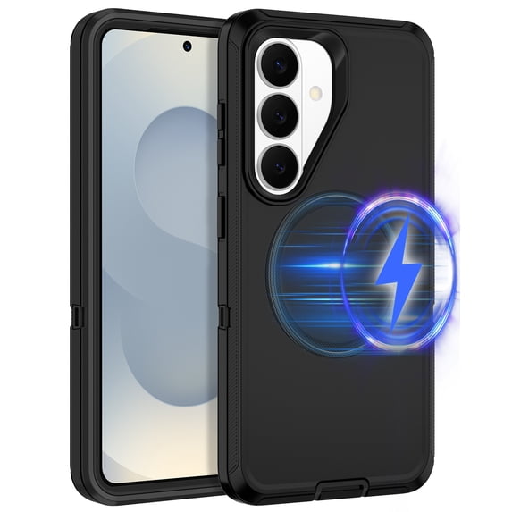 I-HONVA For Samsung Galaxy S26 Case,Magnetic 3-Layer Military Grade Drop Protection Anti-Slip Rugged Shockproof Dustproof Protection Phone Case,Black