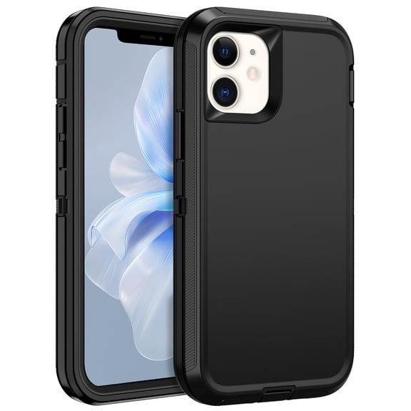 I-HONVA For iPhone 11 Case,3-Layer Military Grade Drop Protection Anti-Slip Bumper Rugged Shockproof Dustproof Protection 6.1 inch Phone Case,Black