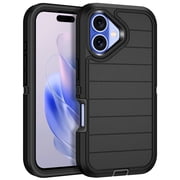 I-HONVA For iPhone 16 Case,3-Layer Military Grade Drop Protection Anti-Slip Bumper Rugged Shockproof Dustproof Protection 6.1 inch Phone Case,Black