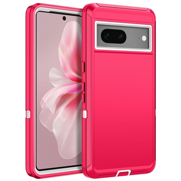 I-HONVA For Google Pixel 7A Case,3-Layer Military Grade Drop Protection Anti-Slip Rugged Shockproof Dustproof Protection 6.2 inch Phone Case,Pink White