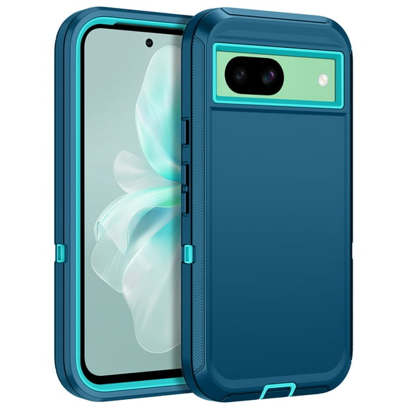 I-HONVA For Google Pixel 8A Case,3-Layer Military Grade Drop Protection Anti-Slip Bumper Rugged Shockproof Dustproof Protection 6.1 inch Phone Case,Turquoise