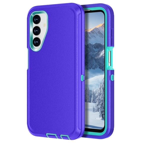 I-HONVA For Samsung Galaxy A15 Case,3-Layer Military Grade Drop Protection Anti-Slip Bumper Rugged Shockproof Dustproof Protection 6.5 inch Phone Case,Purple Turquoise