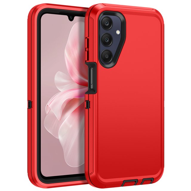 I-HONVA For Samsung Galaxy A25 Case,3-Layer Military Grade Drop Protection Anti-Slip Bumper Rugged Shockproof Dustproof Protection 6.5 inch Phone Case,Red Black