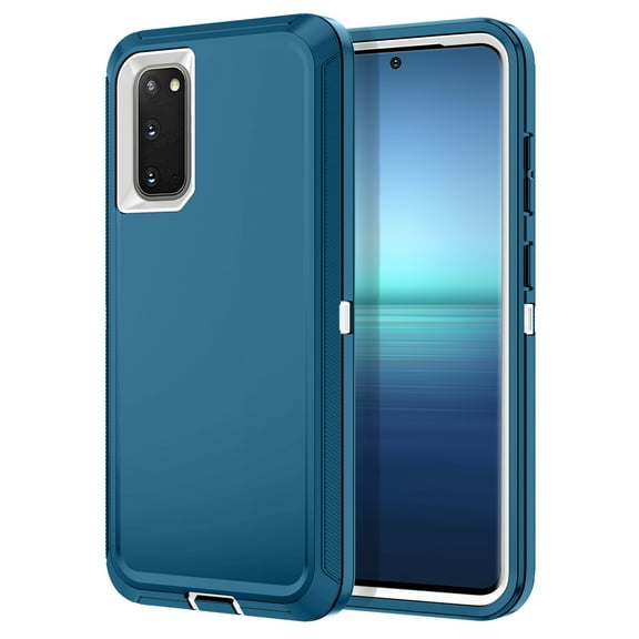 I-HONVA For Samsung Galaxy S20 Case,3-Layer Military Grade Drop Protection Anti-Slip Rugged Shockproof Dustproof Protection 6.2 inch Phone Case,Turquoise White