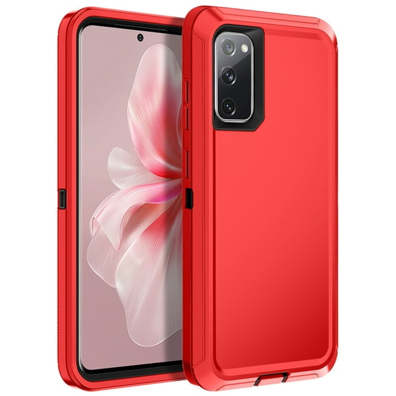 I-HONVA For Samsung Galaxy S20 FE Case,3-Layer Military Grade Drop Protection Anti-Slip Bumper Rugged Shockproof Dustproof Protection 6.5 inch Phone Case,Red Black