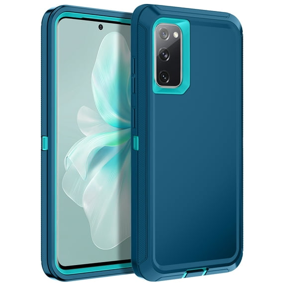 I-HONVA For Samsung Galaxy S20 FE Case,3-Layer Military Grade Drop Protection Anti-Slip Bumper Rugged Shockproof Dustproof Protection 6.5 inch Phone Case,Light Teal