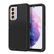I-HONVA For Samsung Galaxy S21 FE Case,3-Layer Military Grade Drop Protection Anti-Slip Bumper Rugged Shockproof Dustproof Protection 6.5 inch Phone Case,Full Black