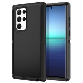 I-HONVA For Samsung Galaxy S22 Ultra Case,3-Layer Military Grade Drop Protection Anti-Slip Rugged Shockproof Dustproof Protection 6.8 inch Phone Case,Full Black