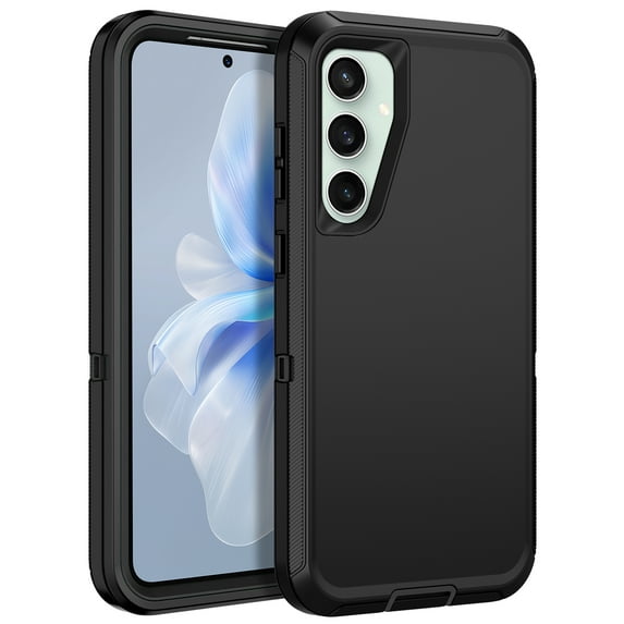 I-HONVA For Samsung Galaxy S23 FE Case,3-Layer Military Grade Drop Protection Anti-Slip Bumper Rugged Shockproof Dustproof Protection 6.4 inch Phone Case,Full Black