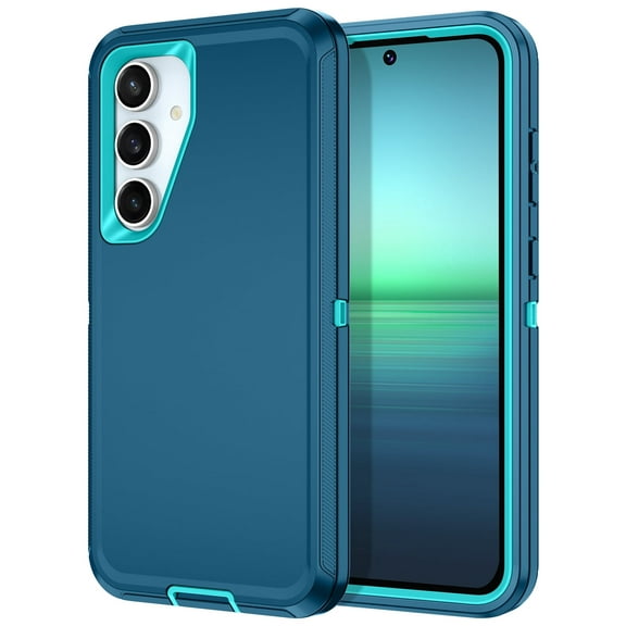 I-HONVA For Samsung Galaxy S24 FE Case,3-Layer Military Grade Drop Protection Anti-Slip Rugged Shockproof Dustproof Protection 6.7 inch Phone Case,Turquoise