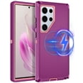 thumbnail image 1 of I-HONVA For Samsung Galaxy S24 Ultra Case Compatible with MagSafe,3-Layer Military Grade Drop Protection Anti-Slip Rugged Shockproof Dustproof Protection 6.8 inch Phone Case,Purple Pink, 1 of 7