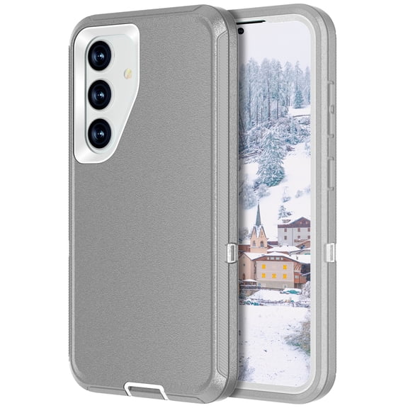 I-HONVA For Samsung Galaxy S25/S24 Case,3-Layer Military Grade Drop Protection Anti-Slip Rugged Shockproof Dustproof Protection 6.2 inch Phone Case,Gray White