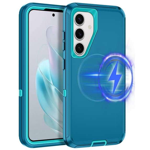 I-HONVA For Samsung Galaxy S25/S24 Case Compatible with MagSafe,3-Layer Military Grade Drop Protection Anti-Slip Rugged Shockproof Dustproof Protection 6.2 inch Phone Case,Turquoise