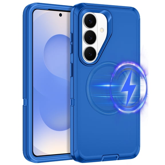 I-HONVA For Samsung Galaxy S26 Case,Magnetic 3-Layer Military Grade Drop Protection Anti-Slip Rugged Shockproof Dustproof Protection Phone Case,Navy Blue