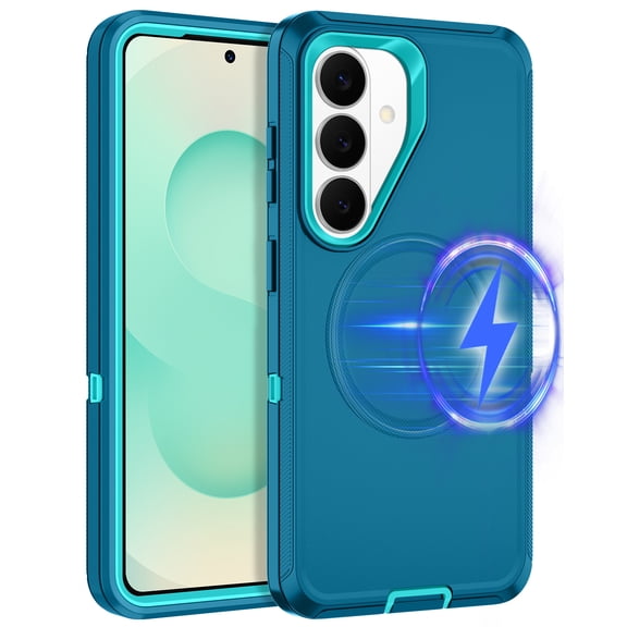 I-HONVA For Samsung Galaxy S26 Plus Case,Magnetic 3-Layer Military Grade Drop Protection Anti-Slip Rugged Shockproof Dustproof Protection Phone Case,Green