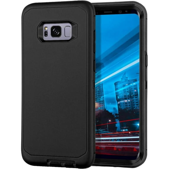 I-HONVA For Samsung Galaxy S8 Plus Case,3-Layer Military Grade Drop Protection Anti-Slip Bumper Rugged Shockproof Dustproof Protection 6.2 inch Phone Case,Full Black