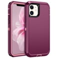 thumbnail image 1 of I-HONVA For iPhone 11 Case,3-Layer Military Grade Drop Protection Anti-Slip Bumper Rugged Shockproof Dustproof Protection 6.1 inch Phone Case,Deep Purple Pink, 1 of 7