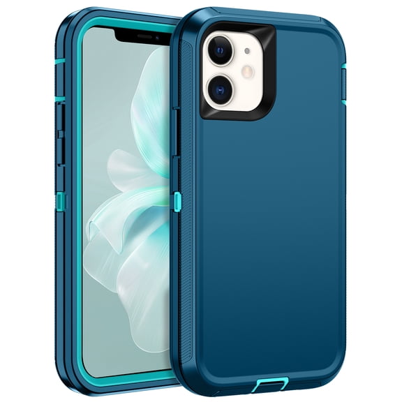 I-HONVA For iPhone 11 Case,3-Layer Military Grade Drop Protection Anti-Slip Bumper Rugged Shockproof Dustproof Protection 6.1 inch Phone Case,Light Teal