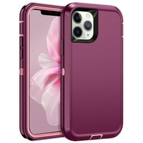 I-HONVA For iPhone 11 Pro Case,3-Layer Military Grade Drop Protection Anti-Slip Bumper Rugged Shockproof Dustproof Protection 5.8 inch Phone Case,Deep Purple Pink