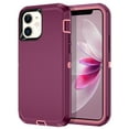 thumbnail image 1 of I-HONVA For iPhone 12/iPhone 12 Pro Case,3-Layer Military Grade Drop Protection Anti-Slip Bumper Rugged Shockproof Dustproof Protection 6.1 inch Phone Case,Deep Purple Pink, 1 of 1