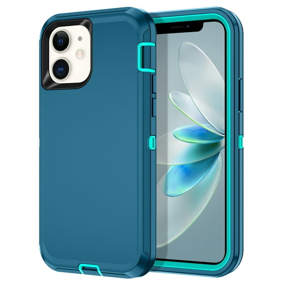 I-HONVA For iPhone 12/iPhone 12 Pro Case,3-Layer Military Grade Drop Protection Anti-Slip Bumper Rugged Shockproof Dustproof Protection 6.1 inch Phone Case,Teal
