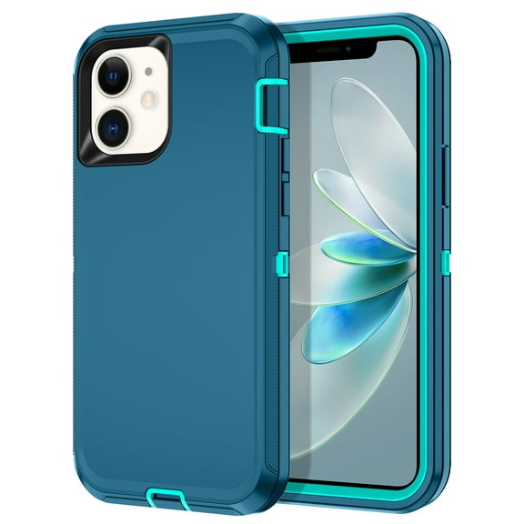 I-HONVA For iPhone 12/iPhone 12 Pro Case,3-Layer Military Grade Drop Protection Anti-Slip Bumper Rugged Shockproof Dustproof Protection 6.1 inch Phone Case,Teal