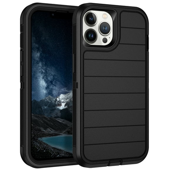 I-HONVA For iPhone 13 Pro Case,3-Layer Military Grade Drop Protection Anti-Slip Bumper Rugged Shockproof Dustproof Protection 6.1 inch Phone Case,Black