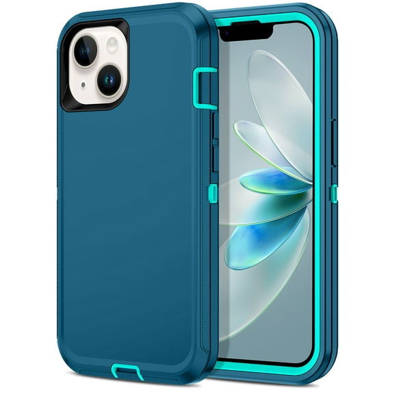 I-HONVA For iPhone 14 Plus Case,3-Layer Military Grade Drop Protection Anti-Slip Bumper Rugged Shockproof Dustproof Protection 6.7 inch Phone Case,Turquoise Teal