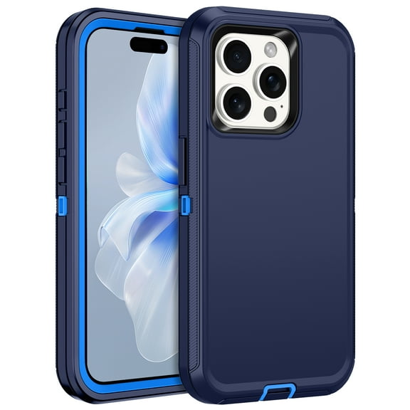 I-HONVA For iPhone 15 Pro Case,3-Layer Military Grade Drop Protection Anti-Slip Bumper Rugged Shockproof Dustproof Protection 6.1 inch Phone Case,Deep Blue