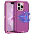 thumbnail image 1 of I-HONVA For iPhone 15 Pro Case Compatible with MagSafe,3-Layer Military Grade Drop Protection Anti-Slip Rugged Shockproof Dustproof Protection6.1 inch Phone Case,Purple Pink, 1 of 1