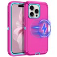 thumbnail image 1 of I-HONVA For iPhone 15 Pro Case Compatible with MagSafe,3-Layer Military Grade Drop Protection Anti-Slip Rugged Shockproof Dustproof Protection6.1 inch Phone Case,Rose Turquoise, 1 of 7